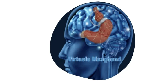 Virtuele maagband. hersens zichtbaar in een schedel